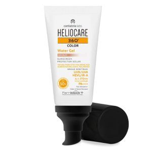 Protector solar en formato de gel resistente al agua con factor de protección avanzado 50+ en tono bronze