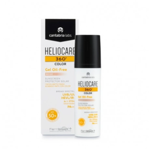 Protector solar OIL FREE en formato gel de color beige con propiedades seboreguladoras y acabado mate