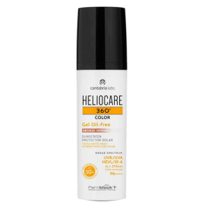 Protector solar OIL FREE en formato gel de color bronze intense con propiedades seboreguladoras y acabado mate