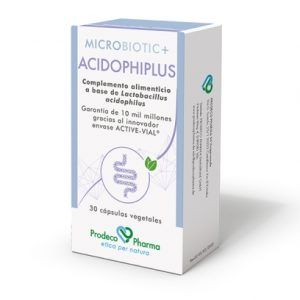 Complemento alimenticio a base de probioticos como lactobacillus acidophilus que contribuyen al correcto funcionamiento del sistema digestivo.
